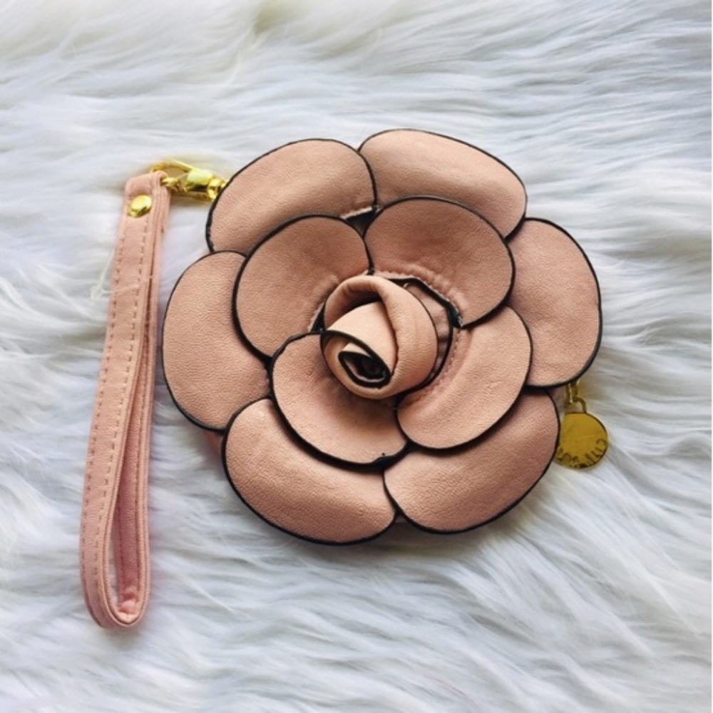 Floral Blush Pink Wristlet